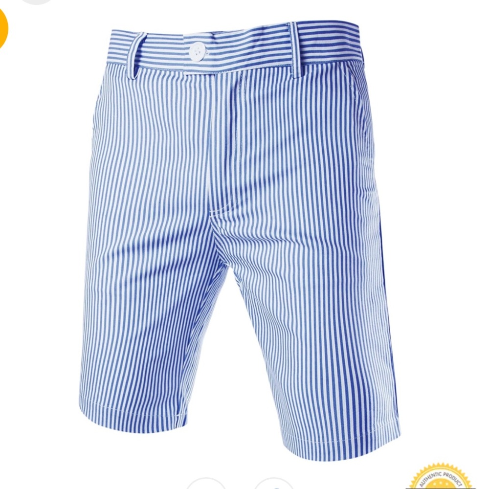 Allegra K Blue and White Flat Front Shorts